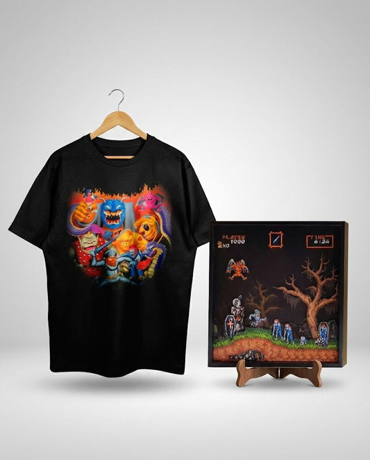 Pack Ghosts ’n Goblins – Camiseta Premium + Cuadro 3D Diorama